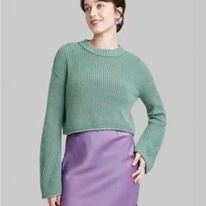 Wild Fable Women’s Crewneck Boxy Pullover Sweater - Green
